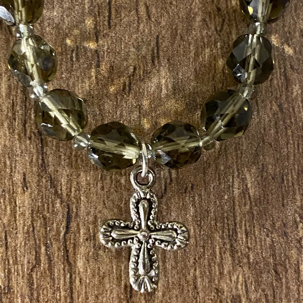 Handmade beaded necklace and cross